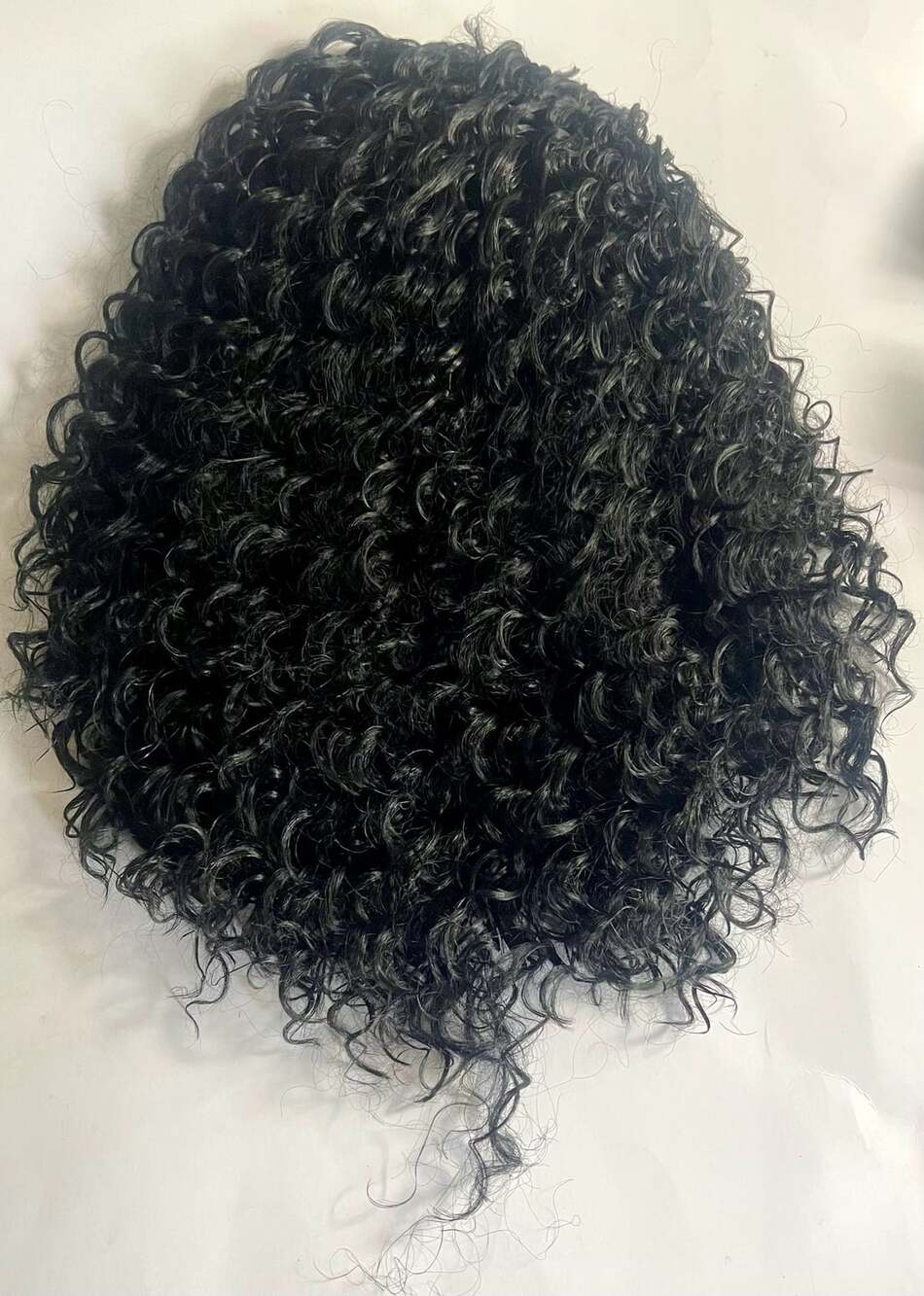 Black Curly Headband Wig Synthetic Hairpiece 16 Inch